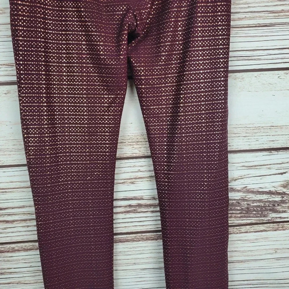 SPANX Womens Small Wine/Rose Gold Metallic Mist 7/8 Athletic Leggings        #39 - Picture 8 of 10